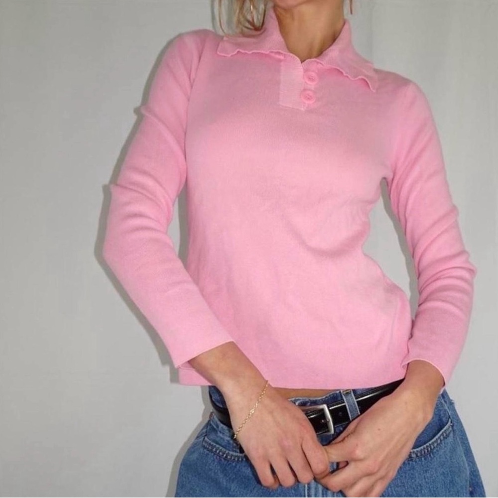 Elegant Pink Women's Polo Sweatshirt
